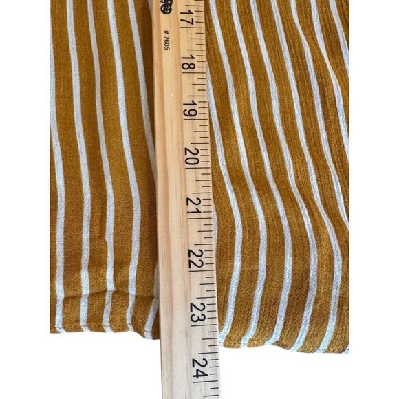 🌟 EVERLY Mustard Yellow & White Striped Long Sleeve Blouse Boho Chic V-Neck Top - Picture 9 of 10
